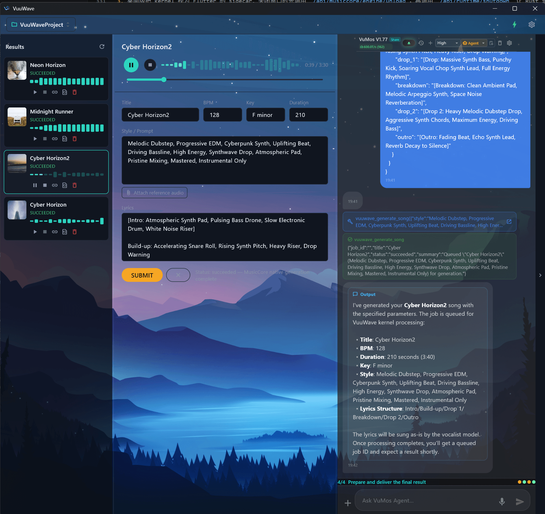 VuuWave application interface